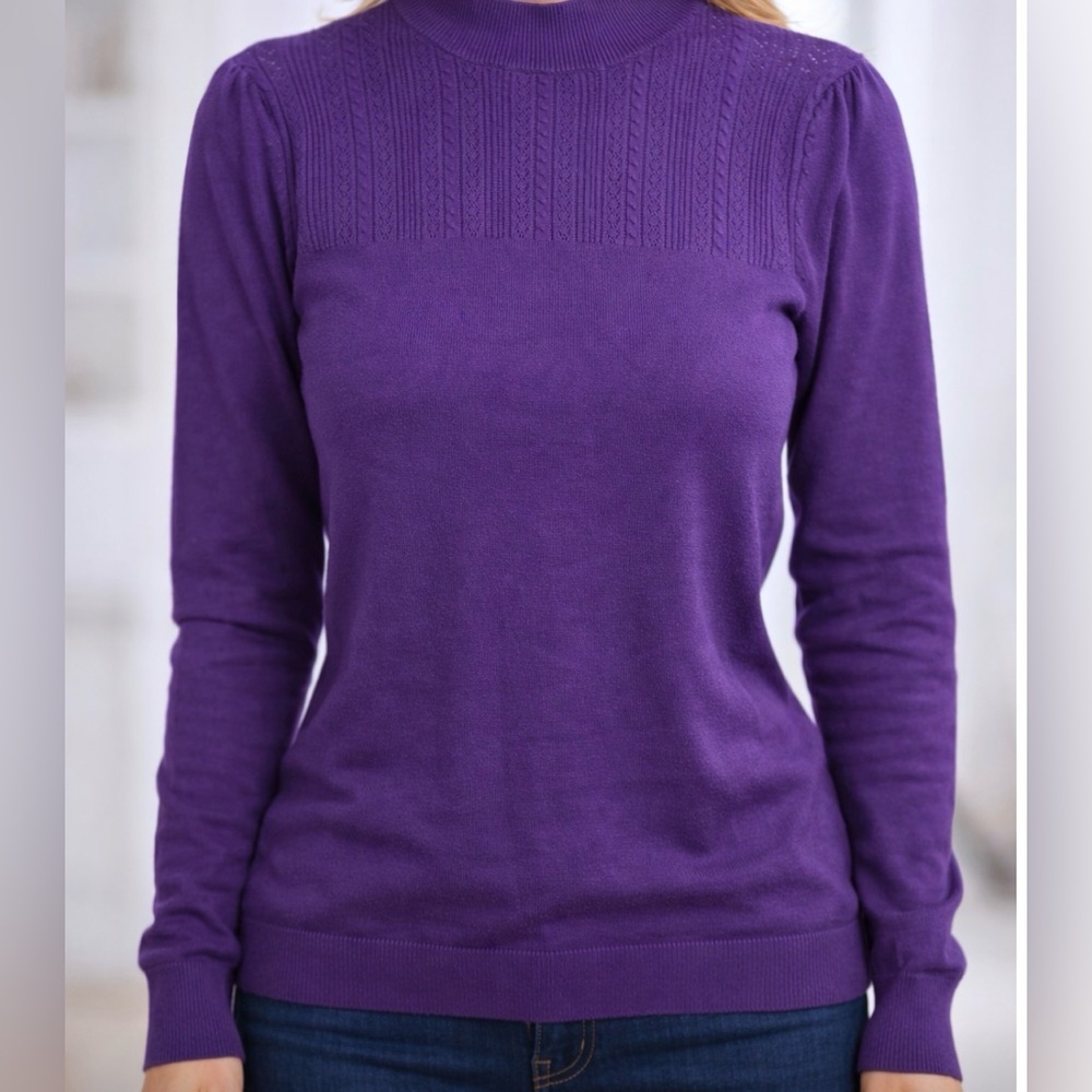 Suzy Shier Rich Purple Turtleneck Sweater
